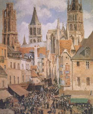Camille Pissarro The Old Marketplace in Rouen and the Rue de I'Epicerie (mk09) Spain oil painting art